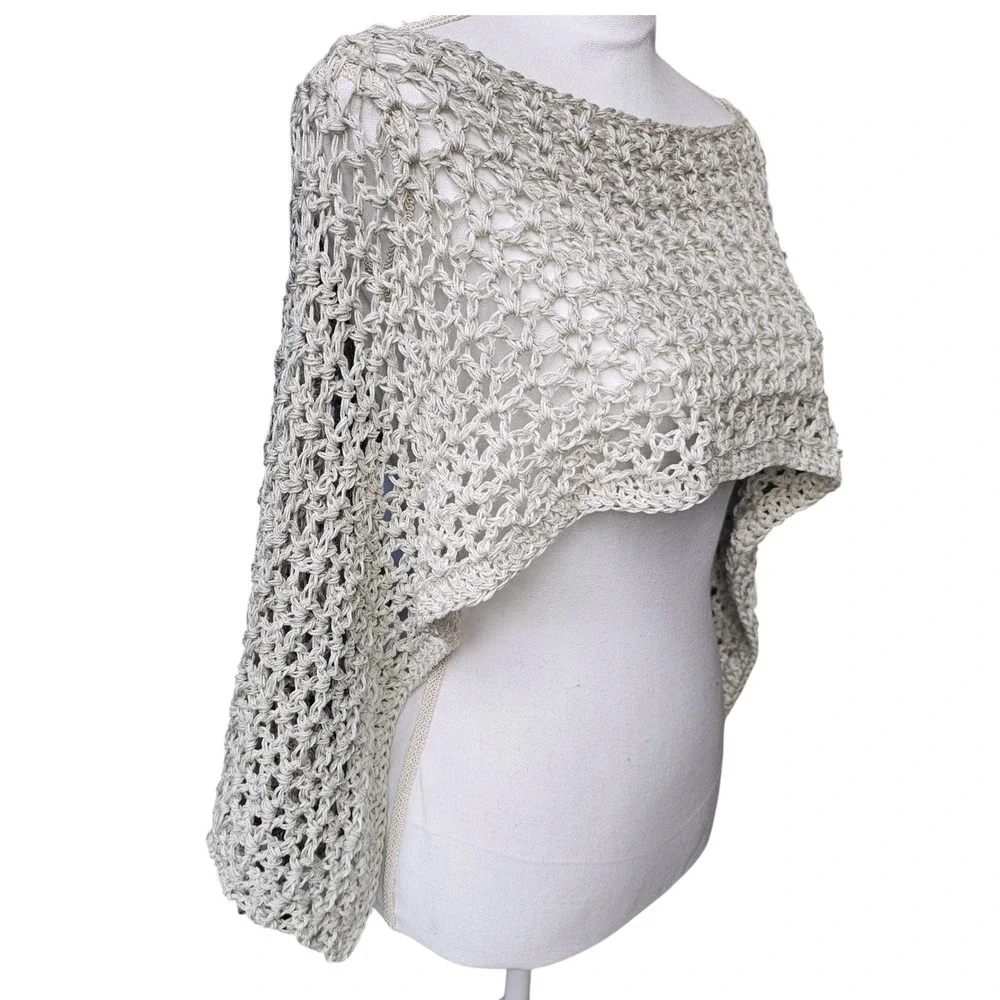 Handmade Crochet Shrug Gray Ombre Open Knit Festival Wrap Shawl